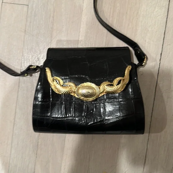 Vintage Ann Turk Black and Gold Hardware Crossbody Bag - Picture 2 of 6